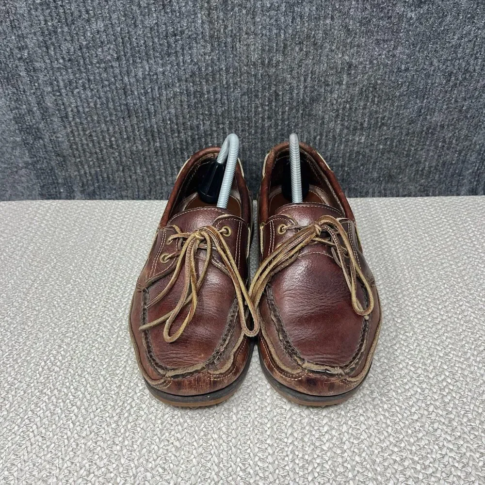 Vintage Gokey Handmade Leather Boat Shoes Brown Vibram Deck Loafer Mens 9 US